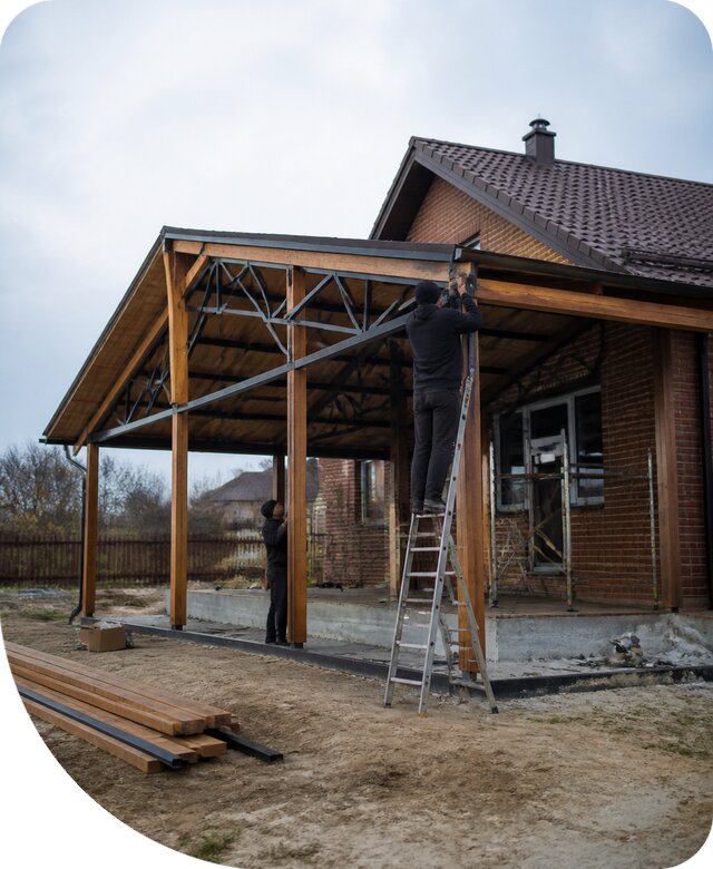 Пристройка навеса к дому и участку в Новокуйбышевске под ключ